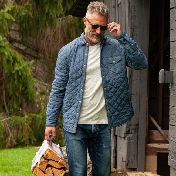 Criquet Denim Quilted Pocket Shacket Over Shirt Light Jacket Curved Hem - Picture 9 of 9